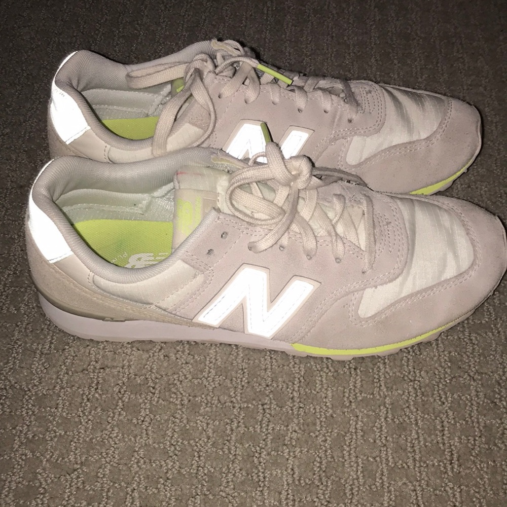 yellow and grey reflective new balance sneakers